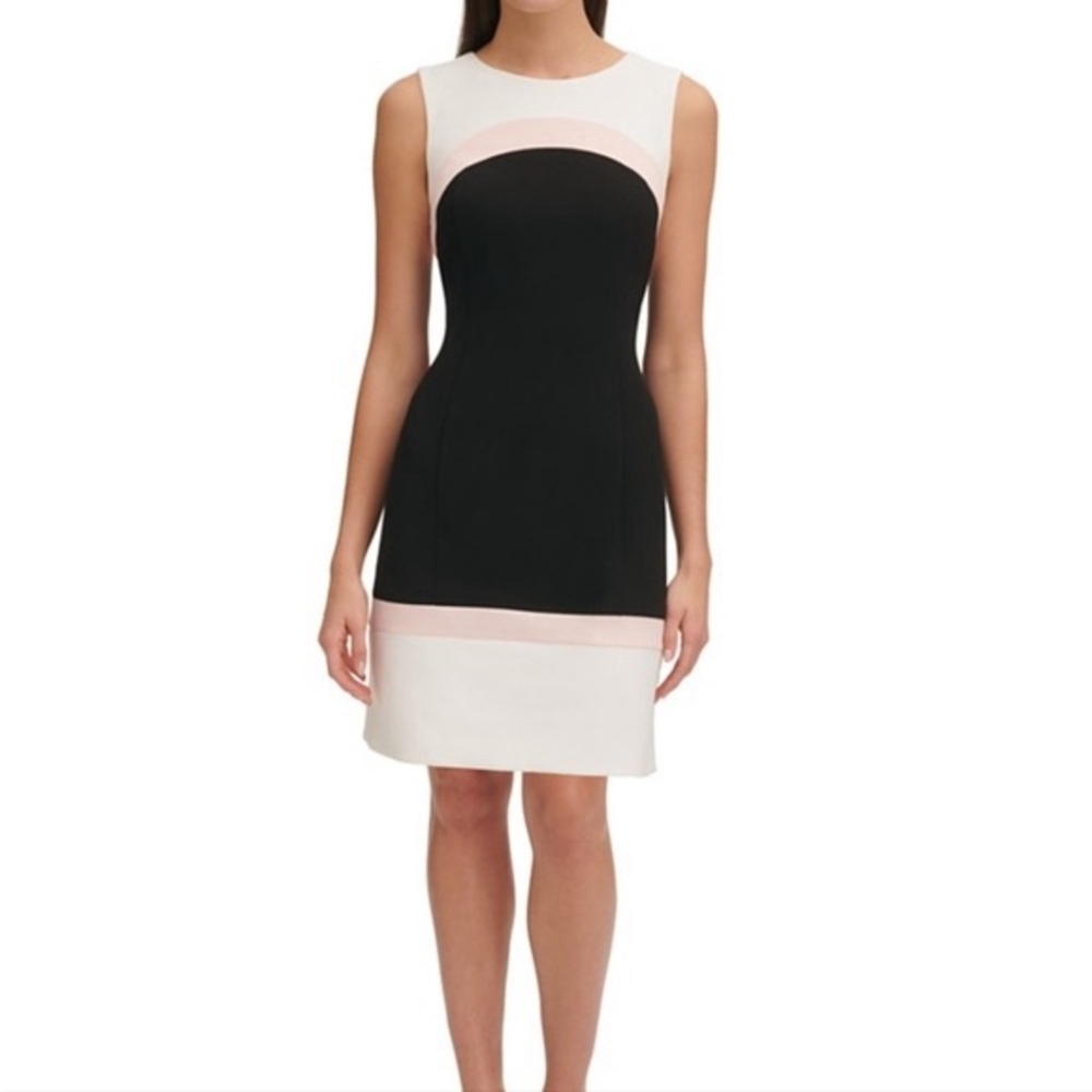 NEW Tommy Hilfiger Ponte Colorblock Shift Sheath Dress Sleeveless Women’s Sz 14 - Picture 1 of 6